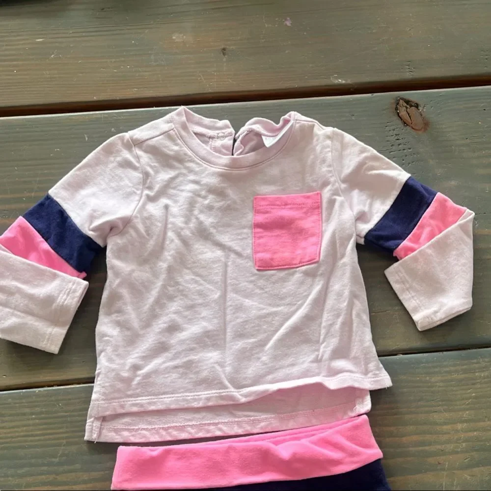 Rosie Pope White, Pink & Navy Girls Matching Top and Skirt Set